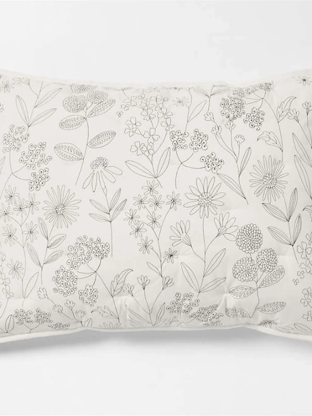 Floral Cotton Pillow Sham Crate & Barrel Qty 2 Ivory
